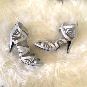 ✨ Glittery Silver Stiletto Bridal Heels
